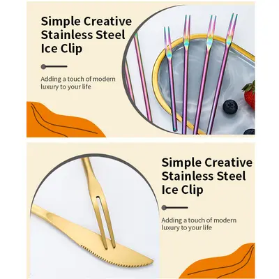 Japanese-Style 304 Stainless Steel Fruit Fork and Long Handle Coffee Stirring Spoon