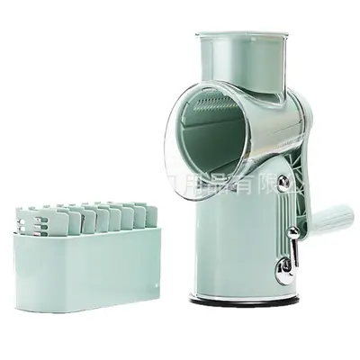 Multi-function vegetable cutter with hand-crank roller, slicer and grater - 6