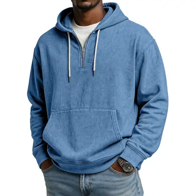 Men's Hooded Half-Zip Sweatshirt, Digital Print, Autumn 2025 - 7