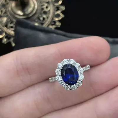 Dove egg blue zircon ring, adjustable, luxury - 4