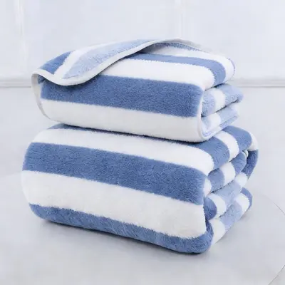 Manufacturer wholesale coral velvet wide-bordered large towel bathroom towel set soft and gentle bathroom care home towel - 11
