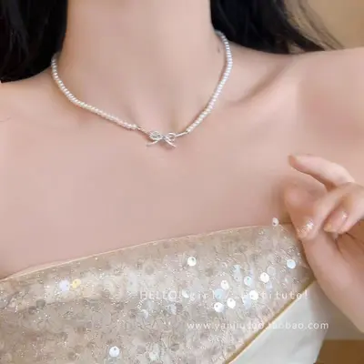 Inci Çift Katmanlı Kolye Çıkık Zinciri Choker Kadın - 12