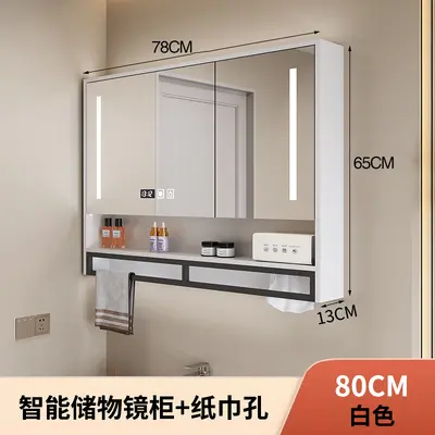 Anti-Fog Bathroom Mirror Cabinet Wall-Mounted with Storage - 12
