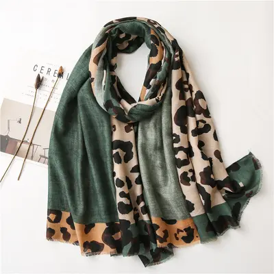 Brown Leopard Print Women's Scarf, Thin, for Autumn and Winter - 7