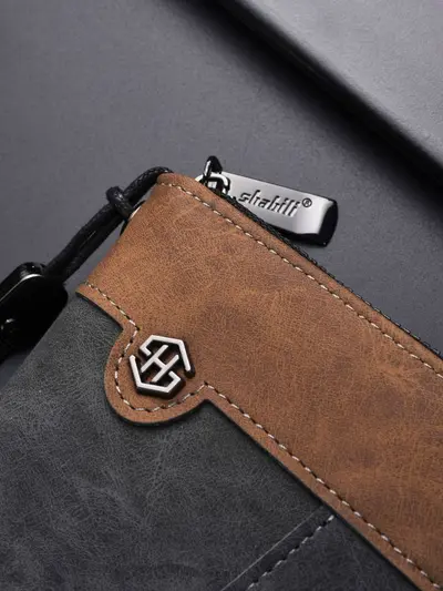 Men's Long Zip Wallet, Multi-Compartment, Anti-Theft - 5