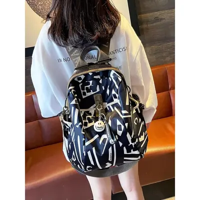 Printed Large Capacity Women's Backpack, Oxford Fabric, Travel - 1
