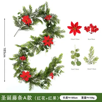 Weihnachtsgirlande als Partydekoration, 2 m künstliches Tannennadel-Grün