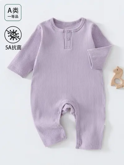 Baby Cotton Onesie, 95% Cotton, Seamless Long Sleeve, Spring and Autumn