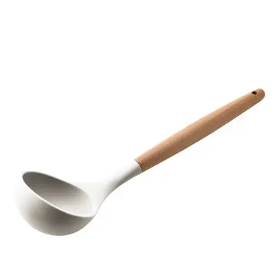 Mutfak yapışmaz tava ahşap saplı paslanmaz çelik silikon spatula, yüksek sıcaklığa dayanıklı, haşlanma önleyici, kaymaz, ev tipi gıda sınıfı silikon spatula ve kaşık. - 8