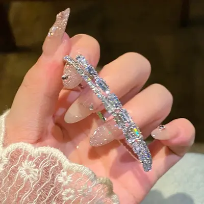 Mehrschichtiges elastisches Strass-Armband, Roségold - 13