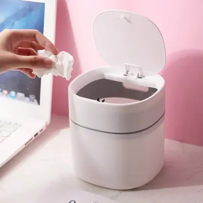 Desktop-Abfallbehälter, Mini-Push-Typ, Pop-up-Sanitäreimer, Schale, Melonenkernschale, Müllrückstandseimer, Autoabfallbehälter