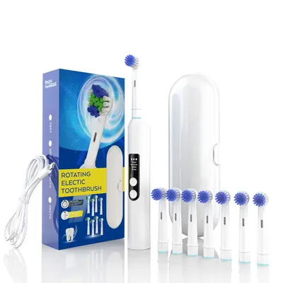 Fully Automatic Rotary Electric Toothbrush, Rechargeable, 4-6-8 Brush Heads - 9