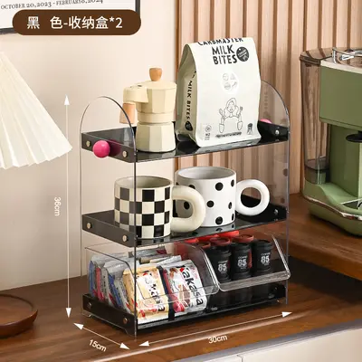 Cosmetics storage rack, desktop, with cup and tea bag compartments - 12