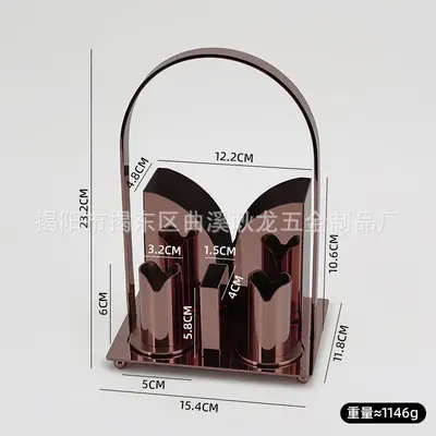 创意不锈钢手提纸巾座套装餐厅酒店台面立式纸巾座牙签筒牙线收纳 - 12