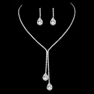 Cross-border bestselling fashion pearl necklace for women bridal jewelry earrings high-end luxury niche collarbone chain accessories - 11