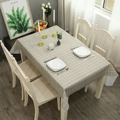 Waterproof PEVA Checkered Tablecloth, Oil-Resistant, Wipe-Clean - 10