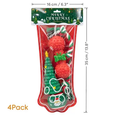 Christmas Dog Toy Set, Squeaky Interactive Chew Ball - 10