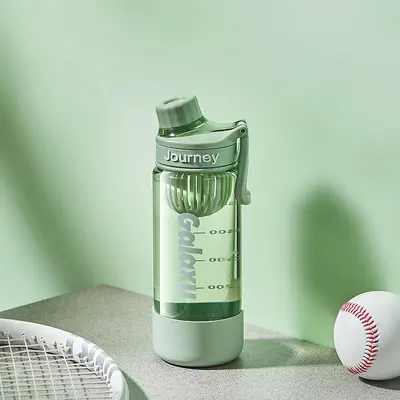 Fuking einfache Sport-Trinkflasche Auto-Trinkbecher Fitness-Becher bruchsicher auslaufsicher mit Teefilter tragbar Kunststoffbecher für Studenten - 9