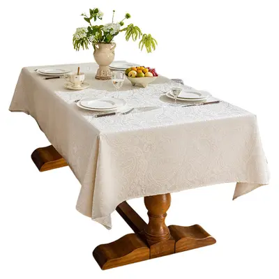 Waterproof Oil-Proof French Retro Rectangular Tablecloth for 6 Persons