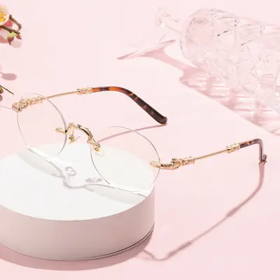 Frameless Photochromic Myopia Glasses, Anti-Blue Light, Large Frame
