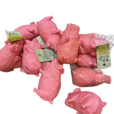 Pet Dog Squeaky Toy, Little Pink Pig, Multiple Squeaks - 6