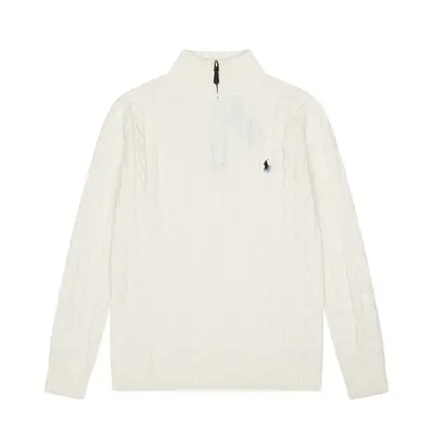 Polo Logolu Yarım Balıkçı Yaka Fermuarlı Örgü Kazak Unisex Uzun Kollu Çift Kombini - 7