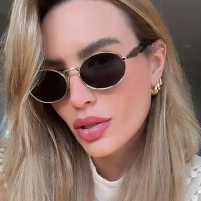 Oval Metal Frame Retro Sunglasses - 4