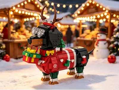 Weihnachts-Dackel Bausteine Modellset - 6
