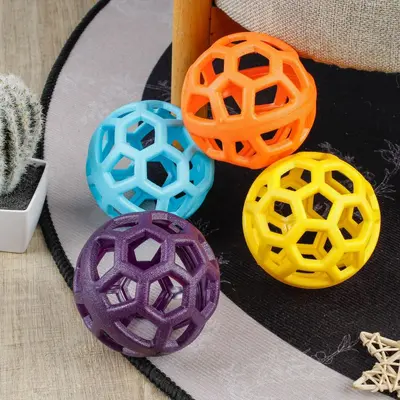 TPR Dog Toy Ball, Bite-Resistant, Geometric Hollow Design - 5