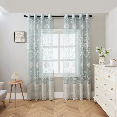Nordic minimalist yarı karartma tül perde, katyonik renk bloklu, hazır - 8