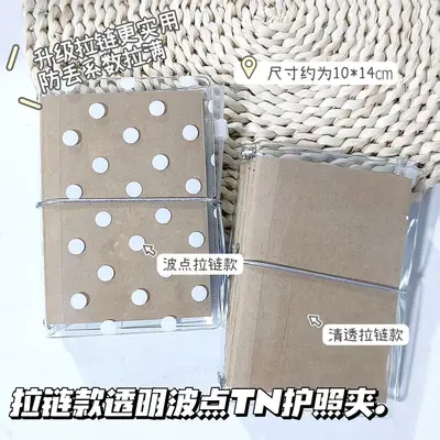 Passhülle transparent Polka-Dot mit Reißverschluss
