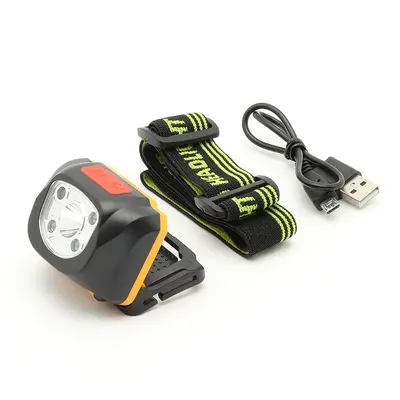 LED Kafa Feneri, USB Şarjlı, Sensörlü, Su Geçirmez Plastik, Mini Balıkçılık