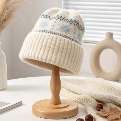 Fair Isle Desenli Örgü Bere, Yüksek Esneklik, Kadın, Sonbahar Kış - 10
