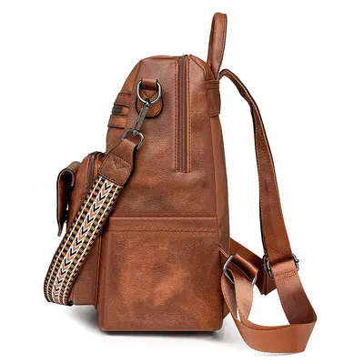 Grenzüberschreitender PU Damen Winter neu Europa und Amerika Retro vielseitiger Rucksack Damen hochwertig zweifarbiger Quasten Rucksack Großhandel