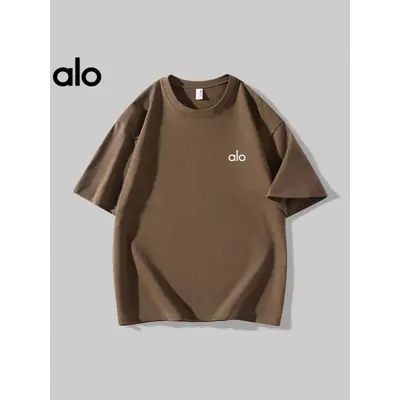 Unisex-T-Shirt mit Stickerei, Kurzarm, 100 % Baumwolle, Dropped Shoulder