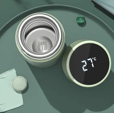 莫兰迪商务直杯不锈钢智能显温保温杯印字泡茶水杯子礼品制定logo