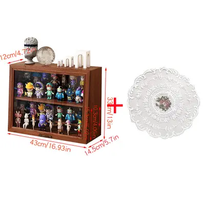 Solid Wood Vintage Storage Box with Drawers Desktop Display - 12