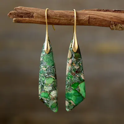 Grenzüberschreitende neue Stil Bohème Imperium Stein geometrische Halskette Ohrringe Europa und Amerika beliebter natürlicher Stein Schmuck Schmuck Großhandel - 8