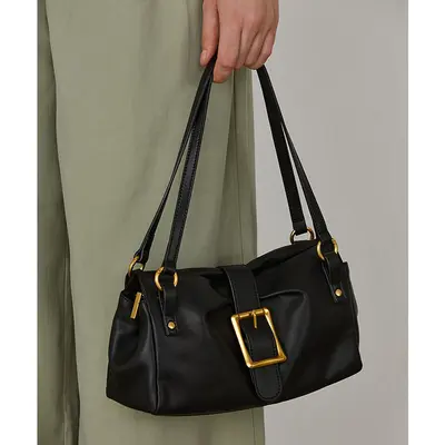 Damen Baguette-Tasche aus echtem Rindleder, Achseltasche - 4