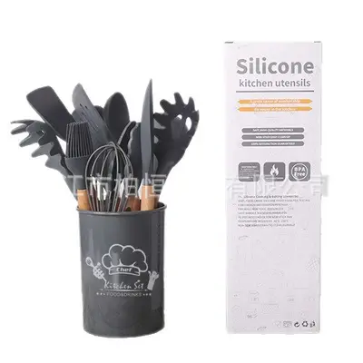 Kitchen utensils set Food-grade silicone material 12-piece set, non-stick pan, easy to clean, storage kitchen tool combination included
