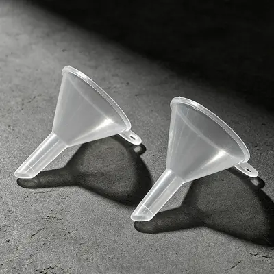 Plastik mini huni, şeffaf, parfüm numune ayırma için