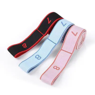 Knitted Segmented Yoga Stretch Strap, Multi-Level Adjustable, High Elasticity - 3