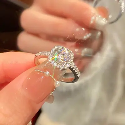 Zircon adjustable open ring for women, Korean style - 9