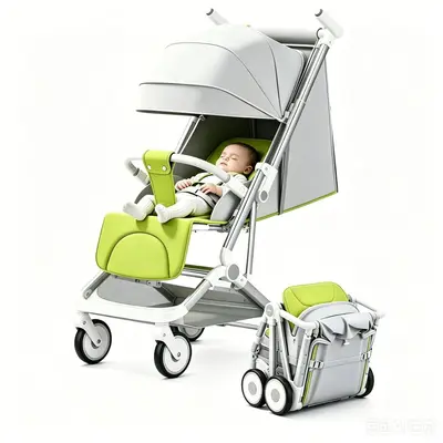Foldable Baby Stroller with Bidirectional Seating, One-Click Fold