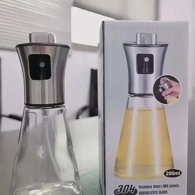 Toptan yağ sprey şişesi 260 ml mutfak sprey şişesi sprey şişesi yağ olmadan cam şişe basın asılı şeffaf yağ şişesi sprey şişesi - 12