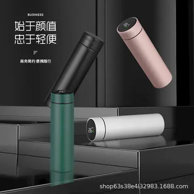 316 stainless steel thermos cup with smart temperature indicator, straight-edge cup, elegant business gift cup, custom logo water bottle - 4