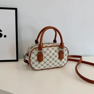 Retro Women's Small Square Bag with Textured Finish - 8