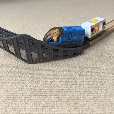Wooden Train Set Accessories, Curved Track Pieces - 4
