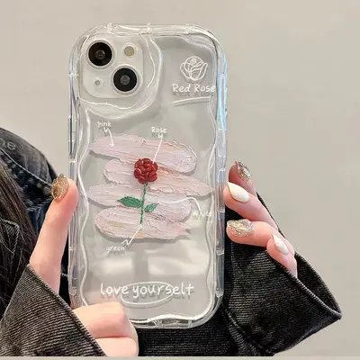 iPhone 17 Pro şeffaf telefon kılıfı, Apple 16 Pro Max, sınır ötesi 15 kız, 14/13 uyumlu pigmentli gül desenli. - 2