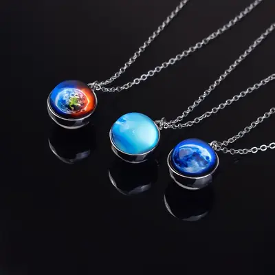 Galaksi nebula kolye, çift yönlü cam küre tasarımı - 4